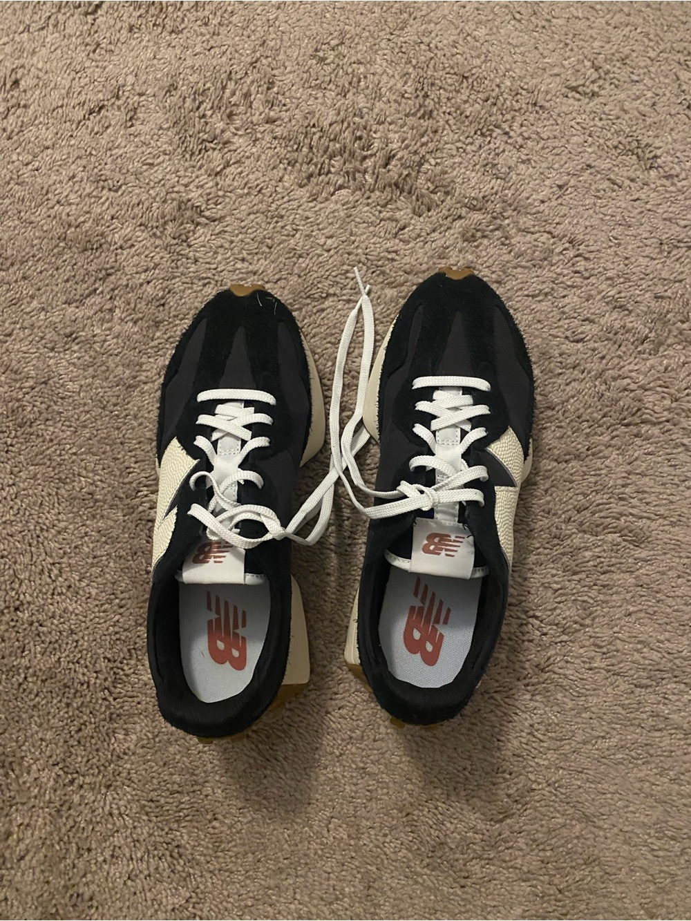 New Balance Women's Black and Cream Athletic Sneakers
